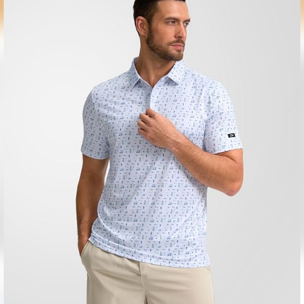 Obla White Golf Performance Polo Shirt Size Large